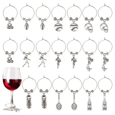 Sports Theme Tibetan Style Alloy Wine Glass Charms AJEW-AB00120-1