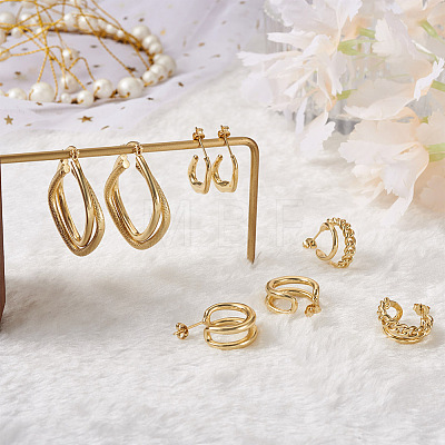Yilisi 4Pair 4 Style C-shape Brass Stud Earrings DIY-YS0001-41-1