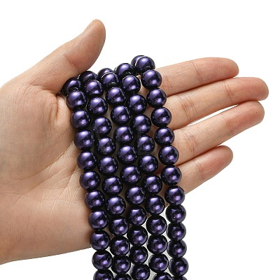 Eco-Friendly Glass Pearl Beads Strands HY-A008-10mm-RB099-1