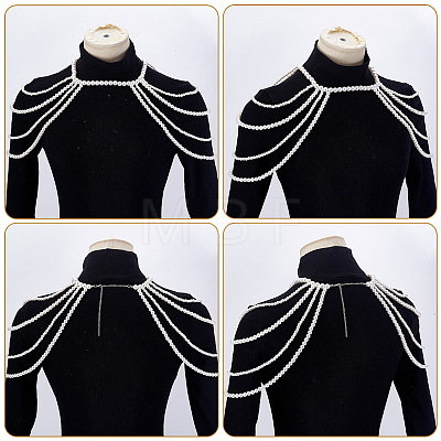 Imitation Pearl Round Beaded Shoulder Body Chains for Women AJEW-WH0816-462P-1