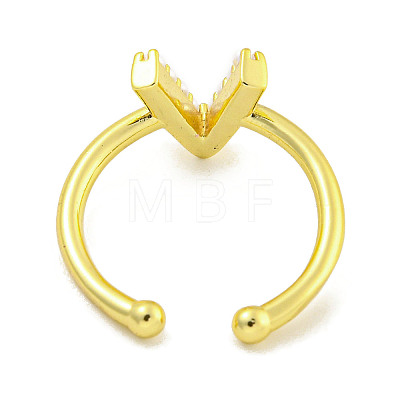 Rack Plating Brass Open Cuff Rings for Women RJEW-F162-01G-V-1