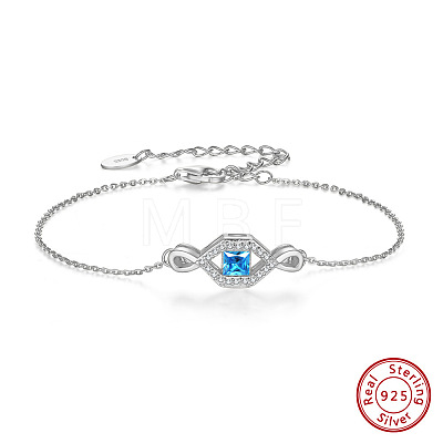 Rhodium Plated 925 Sterling Silver Eye Link Bracelet for Women STER-M116-11P-1