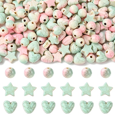 150Pcs Crackle Opaque Acrylic Beads OACR-YW0004-50-1