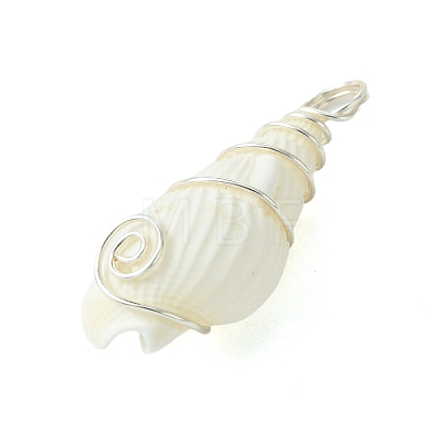 Natural Trumpet Shell Pendants PALLOY-JF02794-02-1