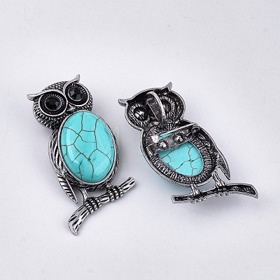 Synthetic Turquoise Brooches/Pendants G-S353-05K-1