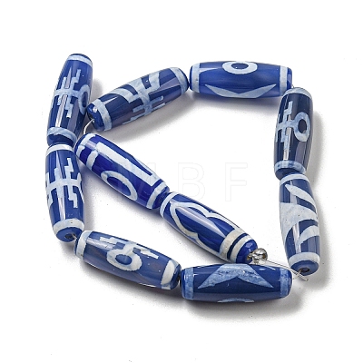 Blue Tibetan Style dZi Beads Strands TDZI-NH0001-B01-01-1