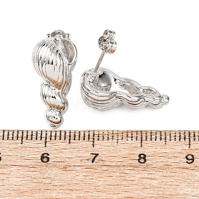 Conch Brass Stud Earrings EJEW-D351-07P-1
