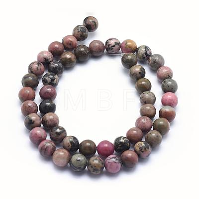 Natural Rhodonite Beads Strands G-G717-4mm-1