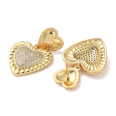 Brass Pave Cubic Zirconia Stud Earrings for Women EJEW-M258-08G-1