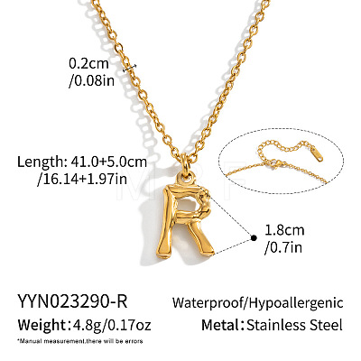 304 Stainless Steel Bamboo Initial Pendant Necklaces for Men Women WM4386-15-1