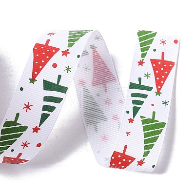 25 Yards Christmas Theme Printed Polyester Grosgrain Ribbon OCOR-C004-02G-1