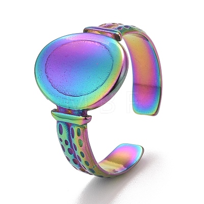 Rainbow Color Ion Plating(IP) 304 Stainless Steel Open Cuff Rings RJEW-A005-15-1