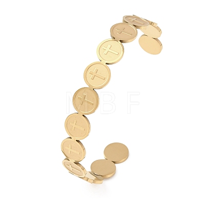 201 Stainless Steel Cuff Bangles for Women BJEW-T024-01B-G-1