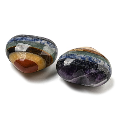 7 Chakra Gemstone Heart Palm Stones G-G123-10-1