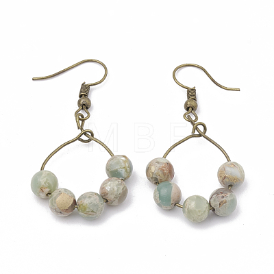 Natural Aqua Terra Jasper Dangle Earrings EJEW-S202-011B-1