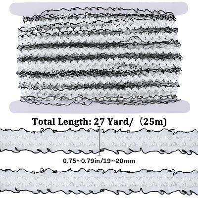 25M Nylon Elastic Pleated Lace Trim OCOR-CY0001-13F-1