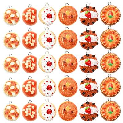 30Pcs 6 Styles Imitation Food Opaque Resin Pendants FIND-CJ0002-47-1