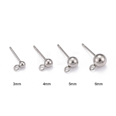 Non-Tarnish 40Pcs 4 Styles 202 Stainless Steel Ball Stud Earring Findings STAS-LS0001-13P-1