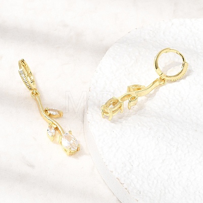 Brass Micro Pave Cubic Zirconia Hoop Earrings CU-CBA108A-14G-02-1