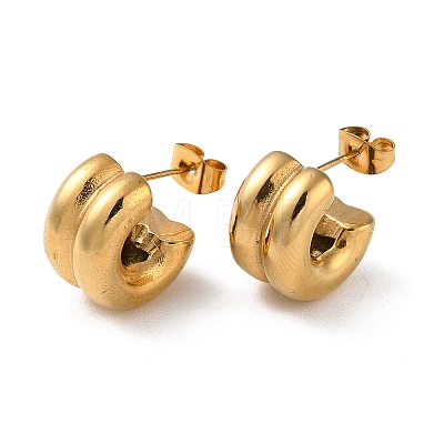 Ion Plating(IP) 304 Stainless Steel Round Stud Earrings EJEW-H127-10G-1