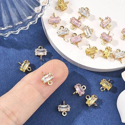 SHEGRACE Brass Pave Cubic Zirconia Rectangle Connector Charms XGRQ2O369-438G-1