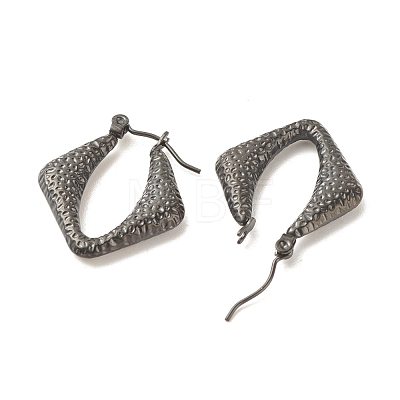Ion Plating(IP) 304 Stainless Steel Chunky Rhombus Hoop Earrings for Women EJEW-K242-01B-1