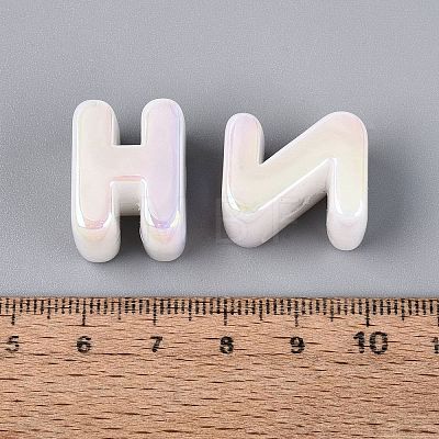 UV Plating Opaque Rainbow Iridescent Acrylic Beads OACR-P010-23B-1