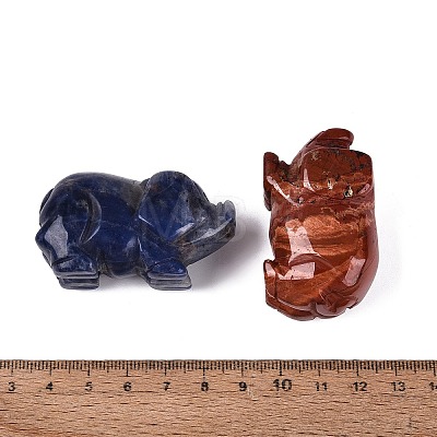 Natural & Synthetic Mixed Gemstone Pig Figurines Set G-Q615-06-1