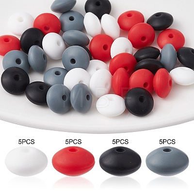 20Pcs 4 Colors Food Grade Eco-Friendly Silicone Focal Beads SIL-YW0001-12B-1