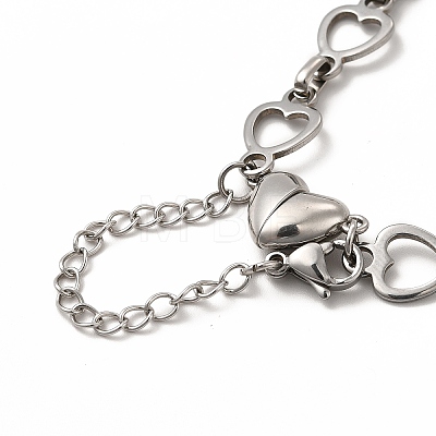 304 Stainless Steel Heart Link Chain Bracelets for Women BJEW-P292-05P-1