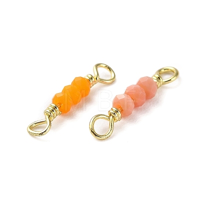 3 Faceted Glass Beads Connector Charms KK-D044-04G-1
