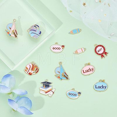 24Pcs 12 Style School Supplies Theme Alloy Enamel Pendants ENAM-CA0001-38-1