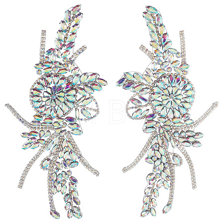 Flower Resin Rhinestone Decorative Corsages for Clothing Accessories PATC-WH0021-064E-1
