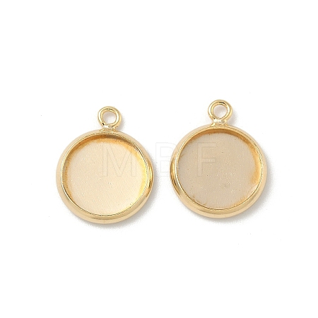 Flat Round Brass Pendant Cabochon Settings KK-K414-14C-G-1