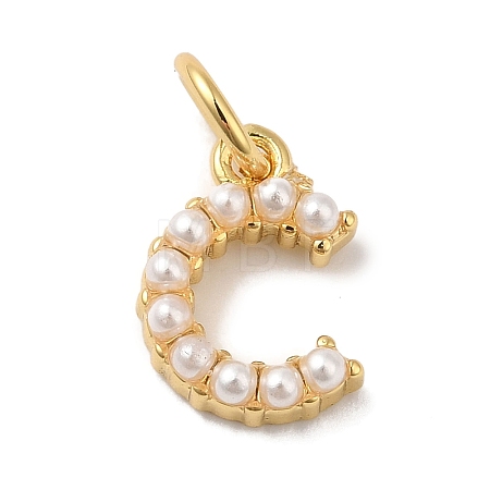 Rack Plating Brass with ABS Plastic Imitation Pearl Charms KK-B092-30C-G-1
