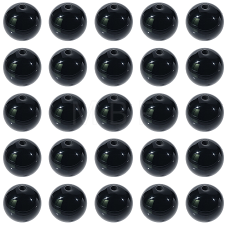 2 Strands Round Natural Black Onyx(Dyed & Heated) Beads Strands G-SP0001-24-1