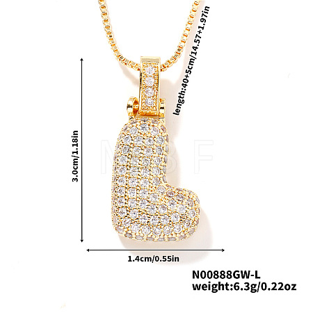 Elegant Brass Micro Pave Clear Cubic Zirconia 3D Initial Necklaces DV4415-10-1