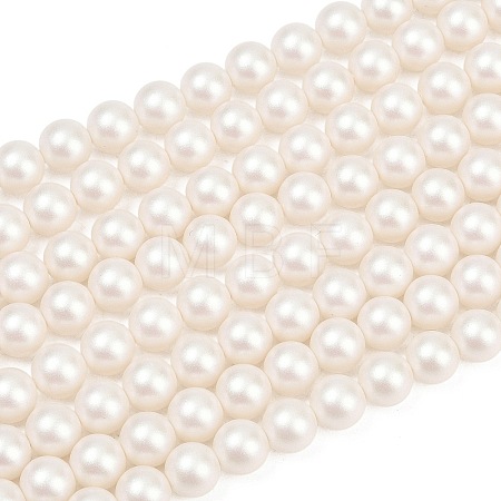 Frosted Glass Pearl Beads Strands GLAA-A044-08A-01-1