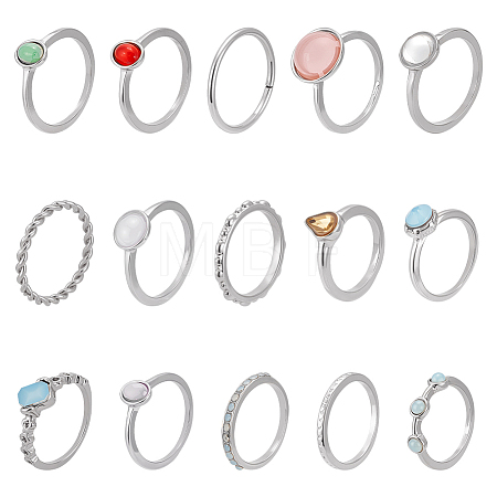 2 Sets 2 Style Alloy Finger Rings Sets RJEW-UN0003-03P-1