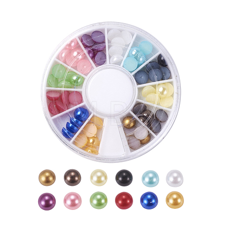 ABS Plastic Imitation Pearl Cabochons SACR-X0015-6mm-03-1