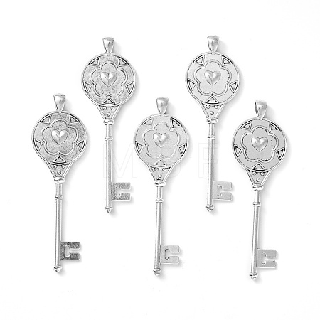 Tibetan Style Alloy Key Pendant Cabochon Bezel Settings PALLOY-J494-51AS-1