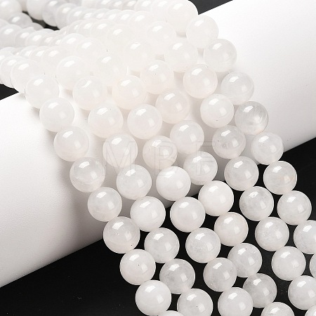 Natural White Jade Round Bead Strands G-P072-08-8mm-1