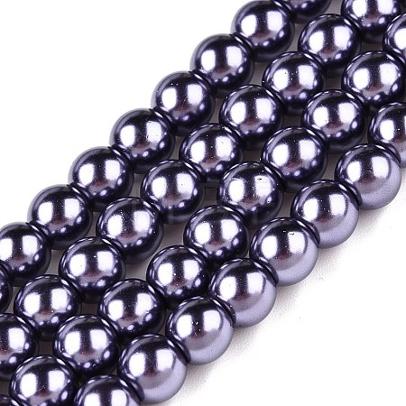 Baking Paint Pearlized Glass Pearl Round Bead Strands HY-Q003-10mm-73-1