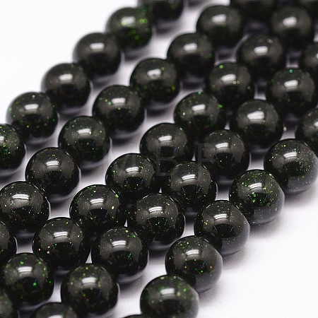 Synthetic Green Goldstone Beads Strands G-N0178-02-12mm-1