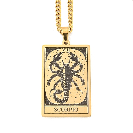 304 Stainless Steel Tarot Pendant Necklaces NJEW-A026-01G-08-1