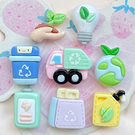 Environmental Protection Series Opaque Resin Cabochons RESI-Z048-02-1