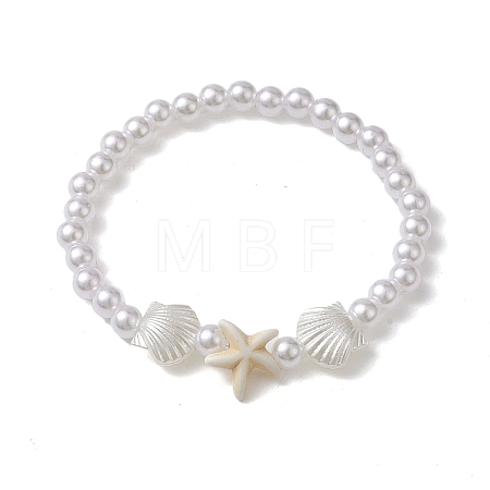 ABS Plastic Imitation Pearl Beaded Stretch Bracelet BJEW-JB10104-03-1