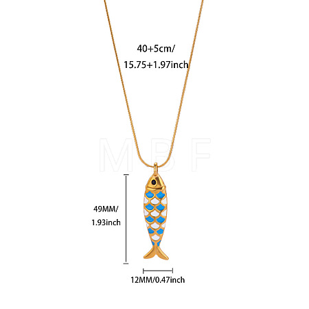 Ocean 304 Stainless Steel Enamel Pendant Necklaces WG71C62-05-1