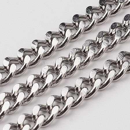 Non-Tarnish 3.28 Feet 304 Stainless Steel Cuban Link Chains X-CHS-L015-12-1