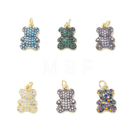 Rack Plating Brass Micro Pave Cubic Zirconia Charms KK-H443-06G-1